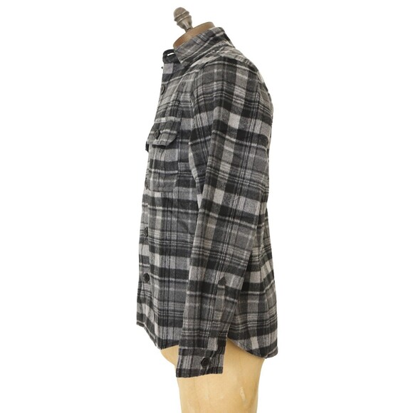 Major Threads Escobedo Lined Shirt S Plaid Charcoal Gray Button Wool Blend NEW - Picture 6 of 9